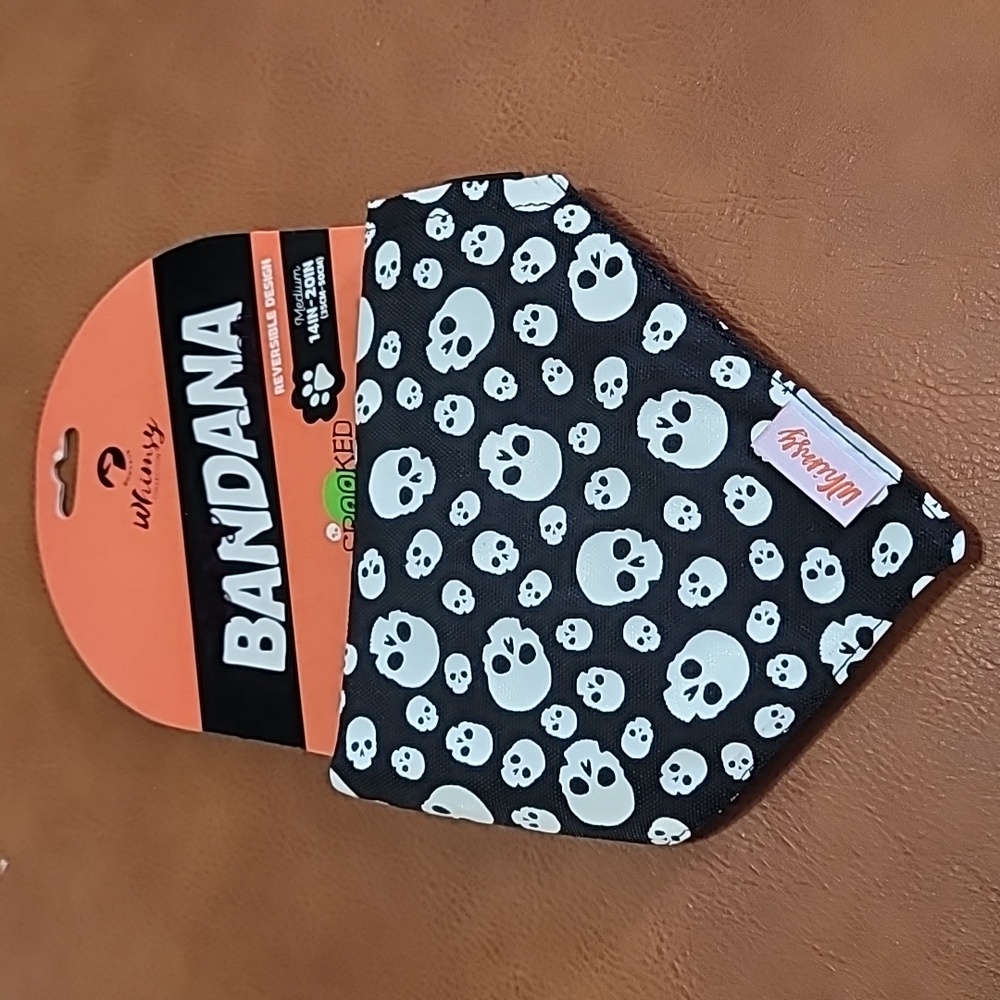 Whimsy Black and White Skull Dog Bandana Collar